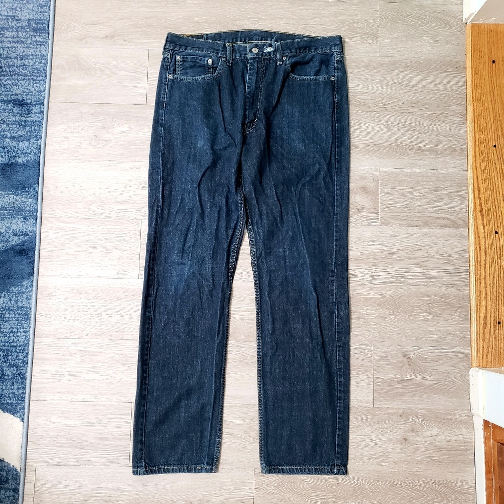 Men's Levis 505 Big & Tall 38 x 34 relaxed fit denim jeans dark wash classic